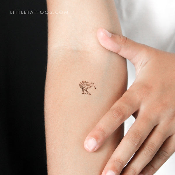 Minimalist Kiwi Bird Temporary Tattoo - Set of 3