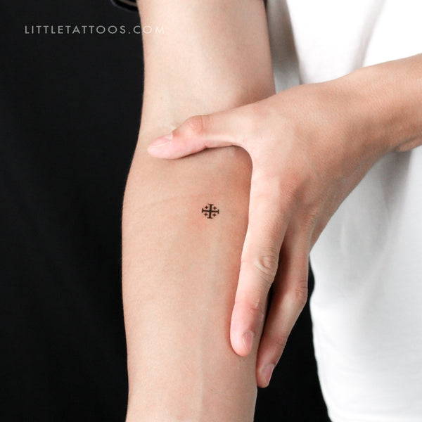 Tiny Jerusalem Cross Temporary Tattoo - Set of 3