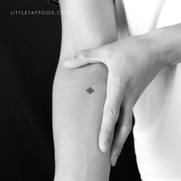 Tiny Jerusalem Cross Temporary Tattoo - Set of 3