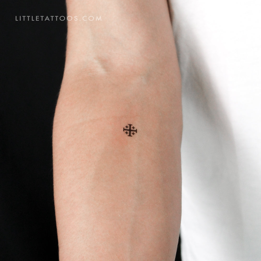 Tiny Jerusalem Cross Temporary Tattoo - Set of 3