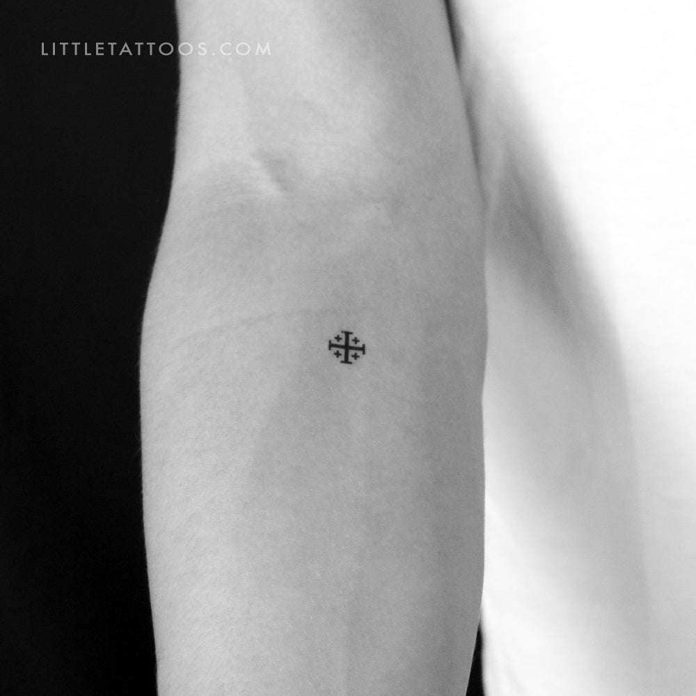 Tiny Jerusalem Cross Temporary Tattoo - Set of 3