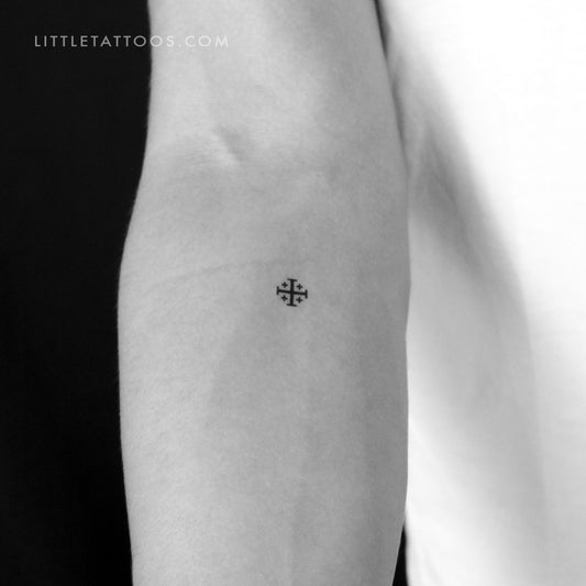 Tiny Jerusalem Cross Temporary Tattoo - Set of 3