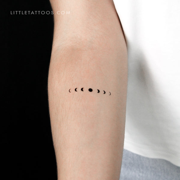 Minimalist Moon Phases Temporary Tattoo - Set of 3
