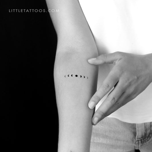 Tatuaje temporal minimalista de fases lunares (juego de 3)