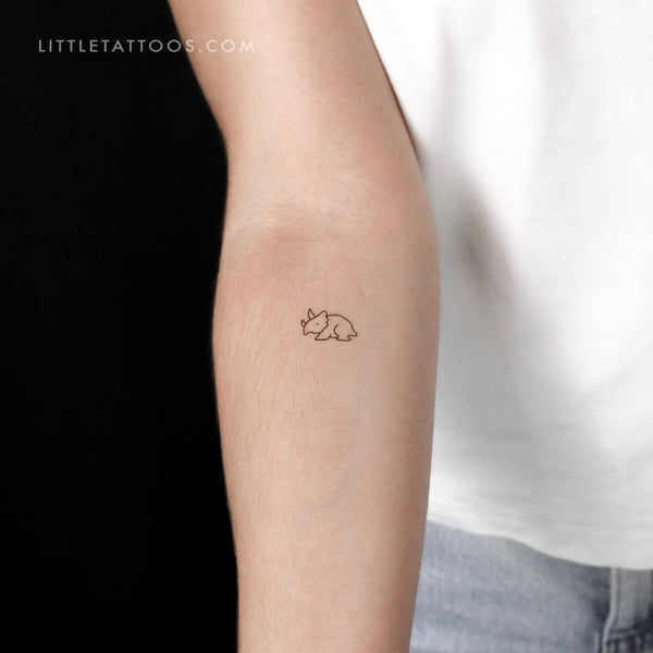 Minimalist Triceratops Dinosaur Temporary Tattoo - Set of 3
