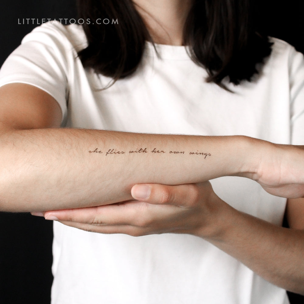 She Flies With Her Own Wings Temporary Tattoo - Set of 3