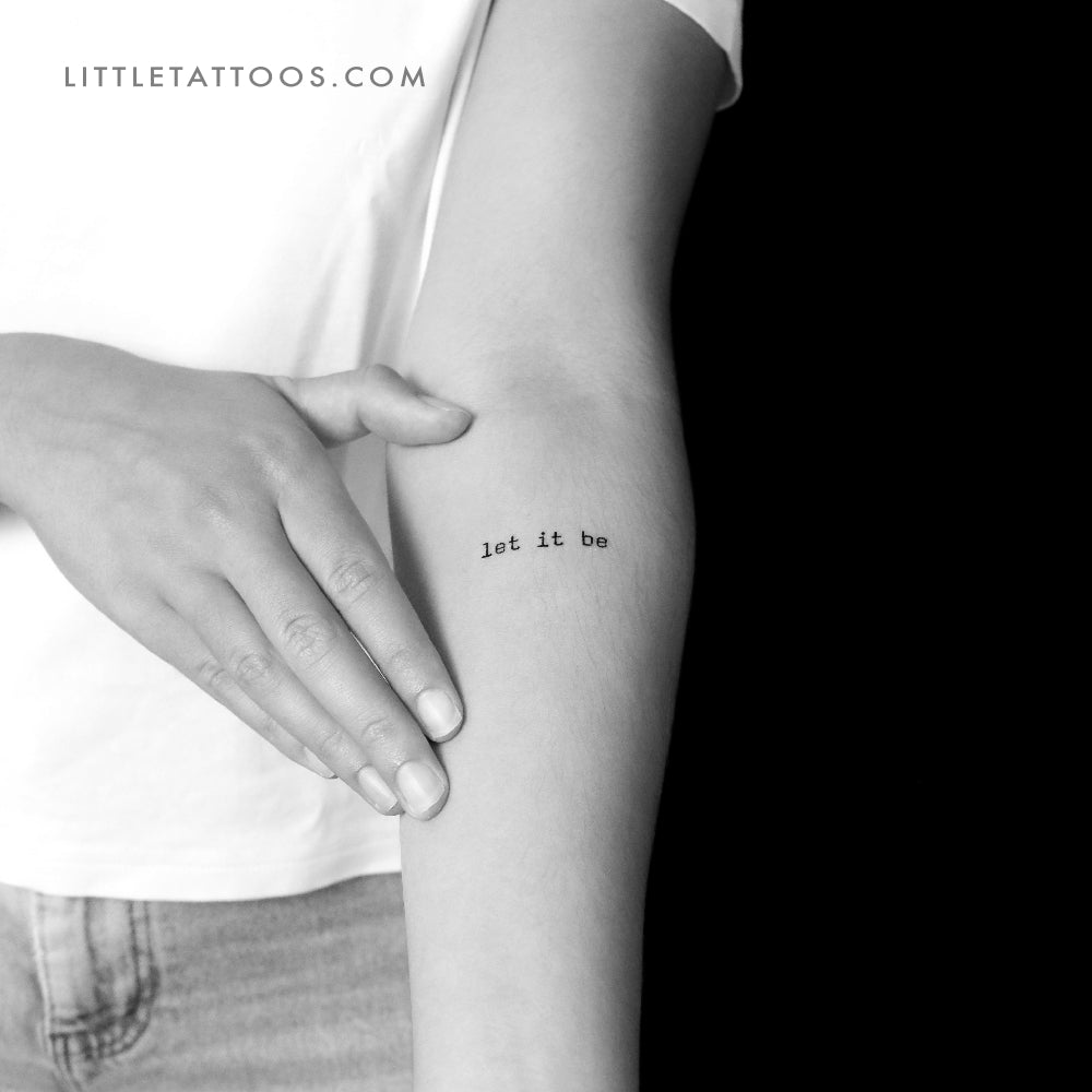 Tatuaje temporal "Let It Be" (fuente de máquina de escribir) - Juego de 3