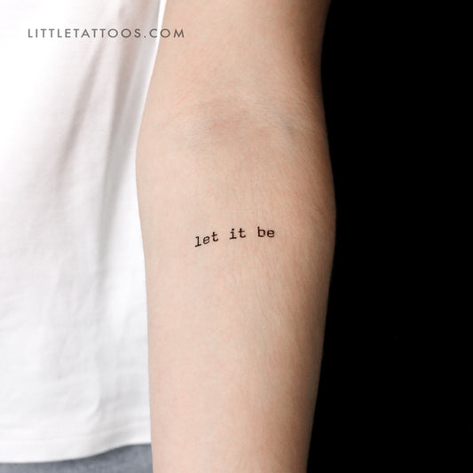 Tatuaje temporal "Let It Be" (fuente de máquina de escribir) - Juego de 3