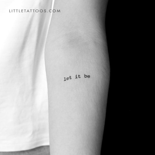Tatuaje temporal "Let It Be" (fuente de máquina de escribir) - Juego de 3
