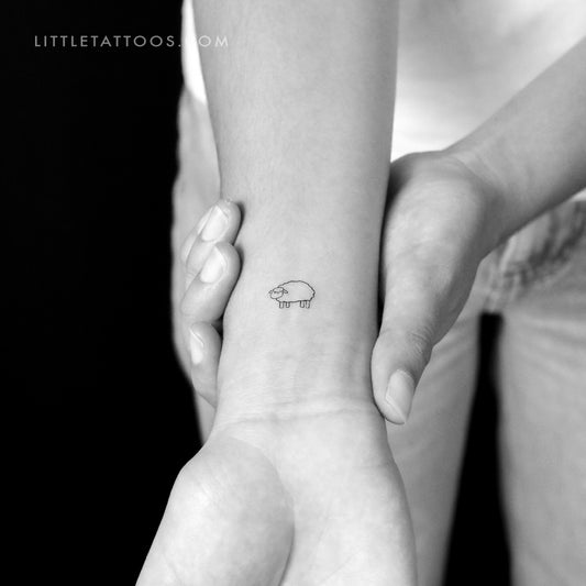 Tatuaje temporal minimalista de oveja - Juego de 3