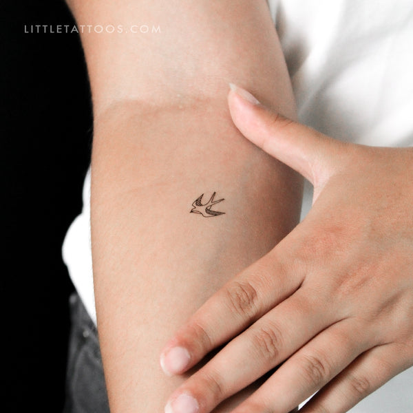 Small Fine line Swallow Temporary Tattoo - Set of 3