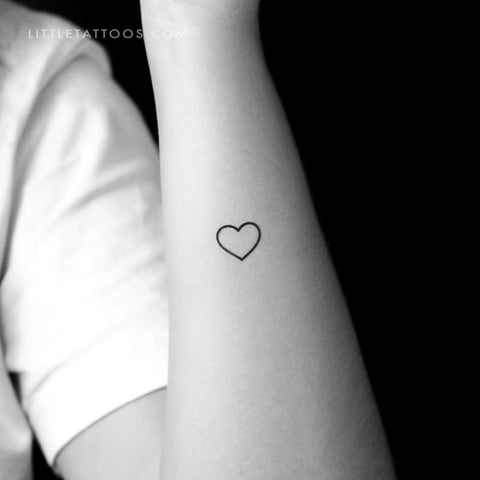 Small Heart Outline Temporary Tattoo - Set of 3