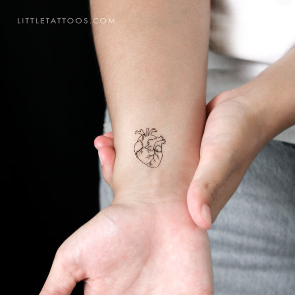 Anatomical Heart Outline Temporary Tattoo - Set of 3