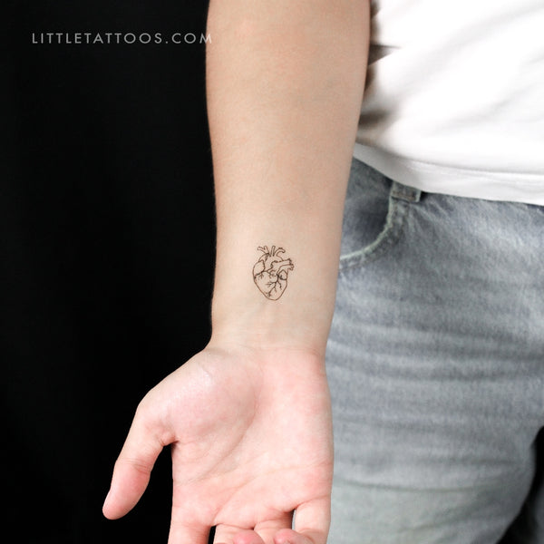 Anatomical Heart Outline Temporary Tattoo - Set of 3