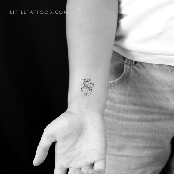 Anatomical Heart Outline Temporary Tattoo - Set of 3