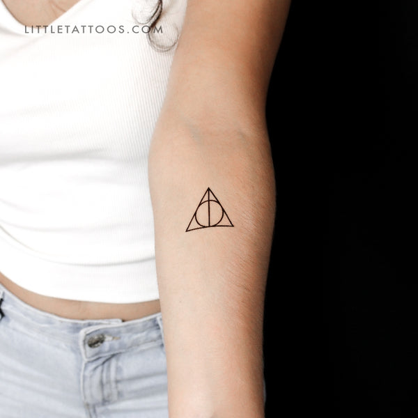 Triangle Circle and Line Temporary Tattoo - Set of 3