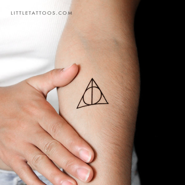 Triangle Circle and Line Temporary Tattoo - Set of 3