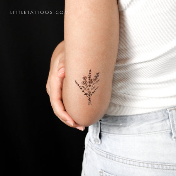 Wild Flower Bouquet Temporary Tattoo - Set of 3