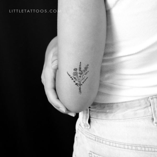 Wild Flower Bouquet Temporary Tattoo - Set of 3