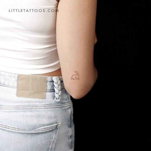 Minimalist Diplodocus Dinosaur Temporary Tattoo - Set of 3