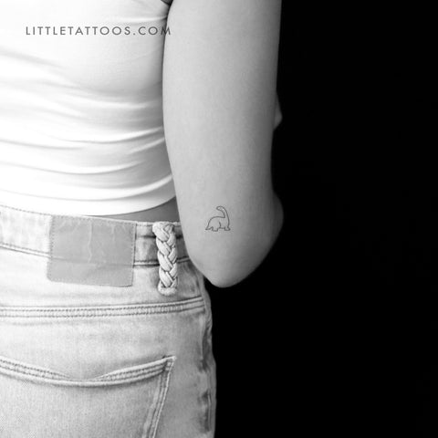 Minimalist Diplodocus Dinosaur Temporary Tattoo - Set of 3