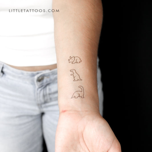 Tatuajes temporales de dinosaurios a juego - Juego de 3x3