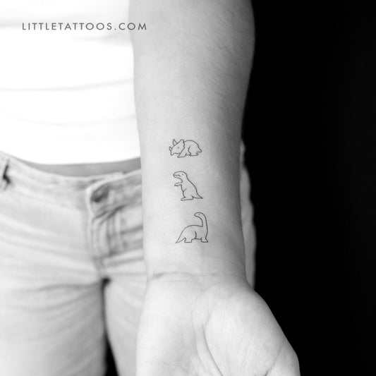 Tatuajes temporales de dinosaurios a juego - Juego de 3x3