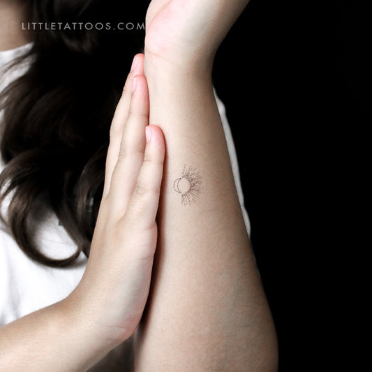 Tatuaje temporal minimalista de sol y luna (juego de 3)