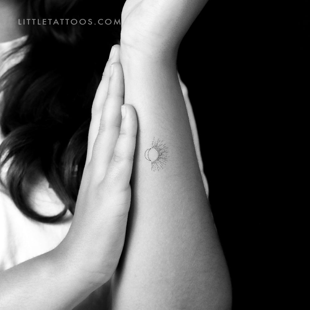 Tatuaje temporal minimalista de sol y luna (juego de 3)