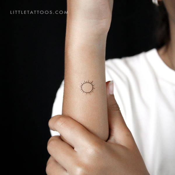 Small Shining Sun Temporary Tattoo - Set of 3