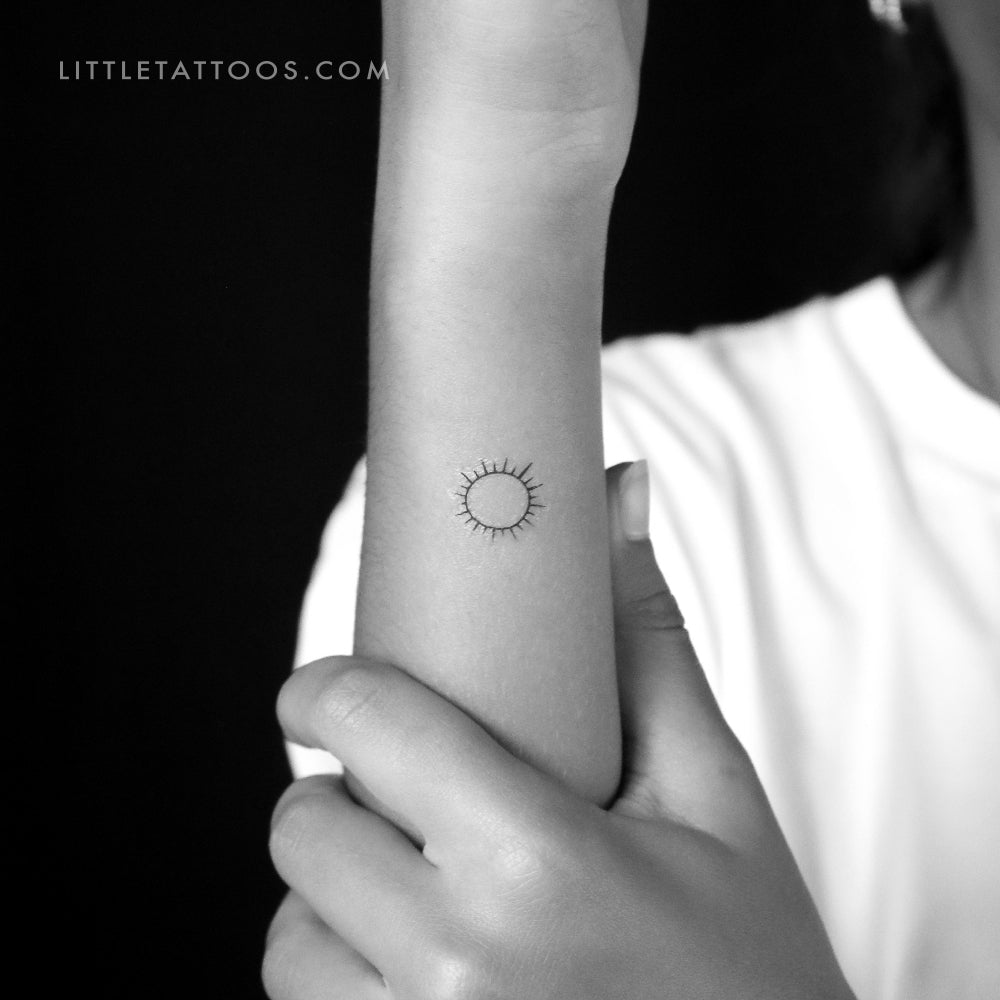 Small Shining Sun Temporary Tattoo - Set of 3