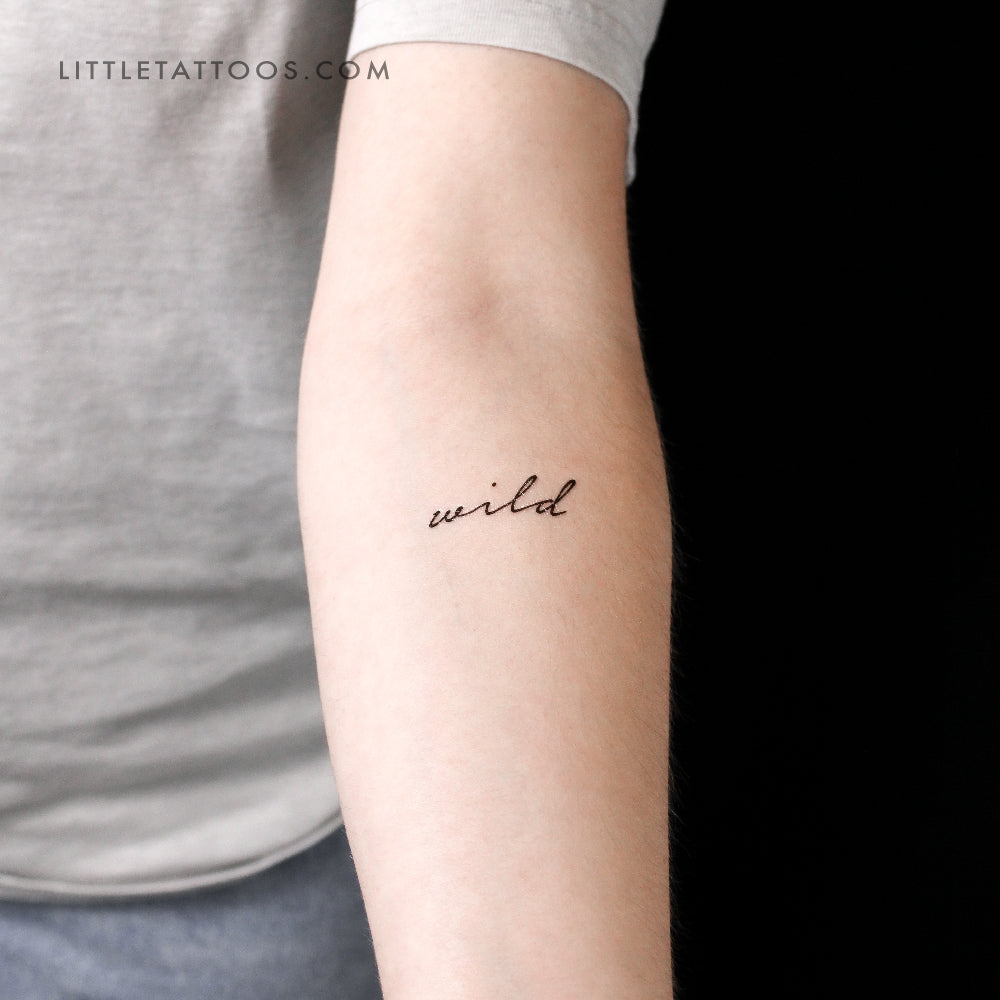 Handwritten 'Wild' Temporary Tattoo - Set of 3