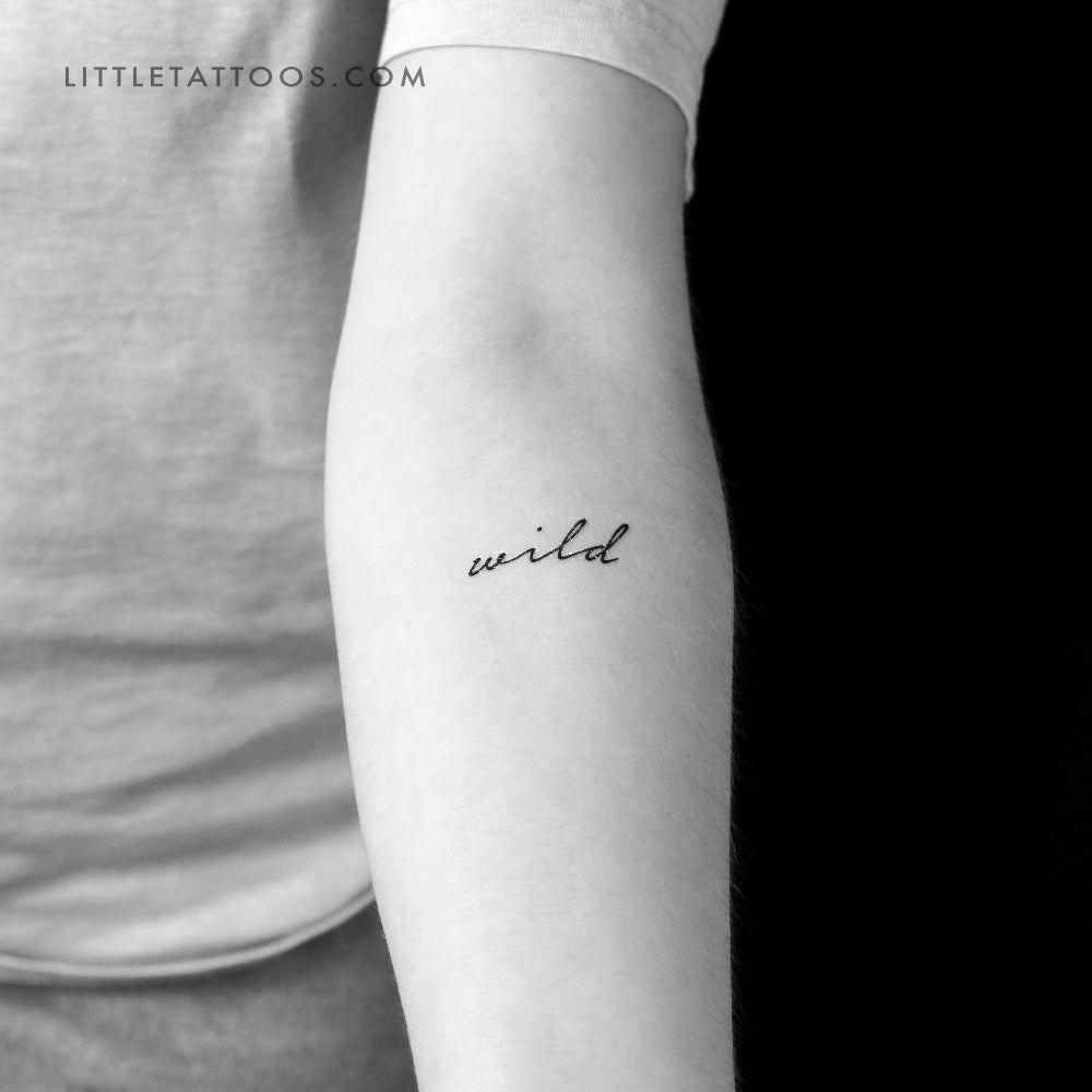 Handwritten 'Wild' Temporary Tattoo - Set of 3
