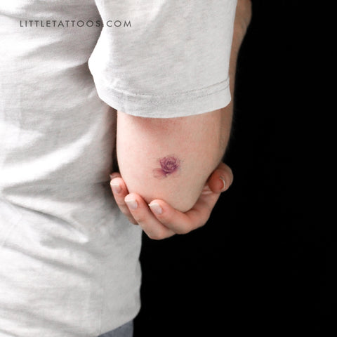 Purple Rose Head Temporary Tattoo by Mini Lau - Set of 3