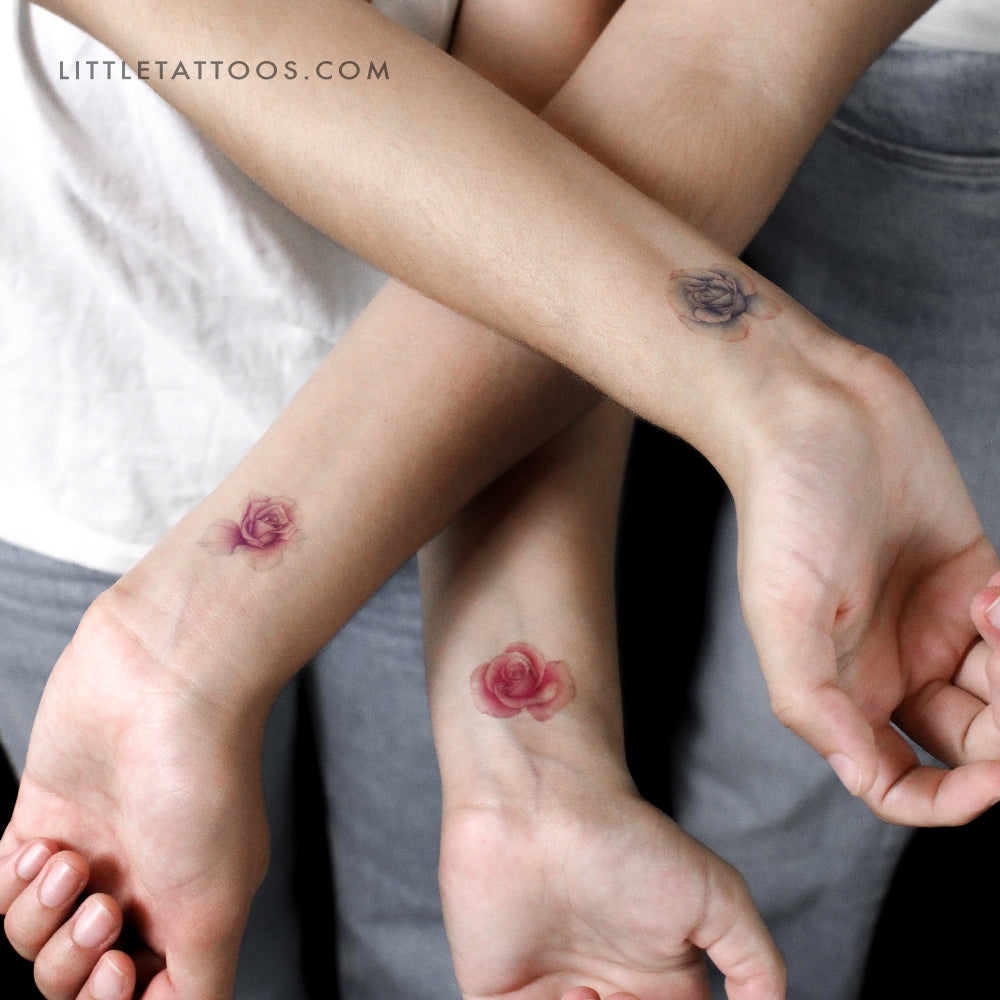 Set de tatuajes temporales de tres rosas de Mini Lau (3 x 3)