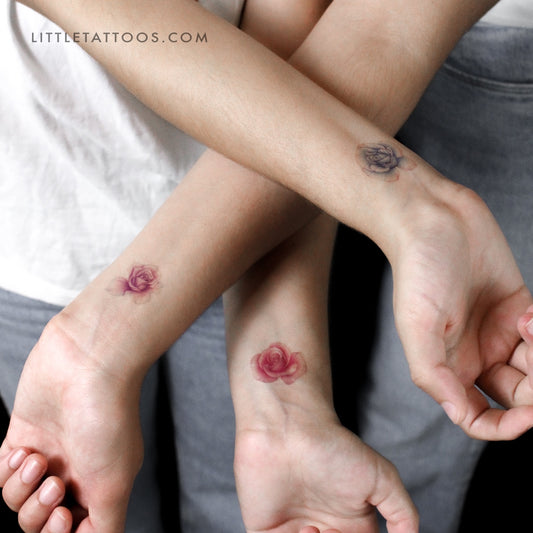 Set de tatuajes temporales de tres rosas de Mini Lau (3 x 3)