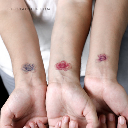 Set de tatuajes temporales de tres rosas de Mini Lau (3 x 3)