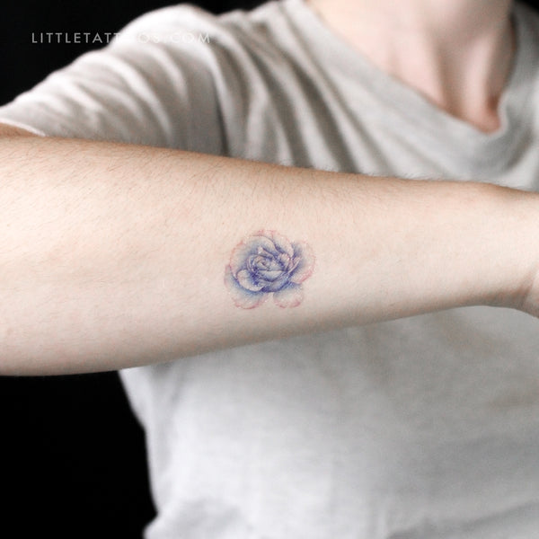 Blue Rose Head Temporary Tattoo by Mini Lau - Set of 3