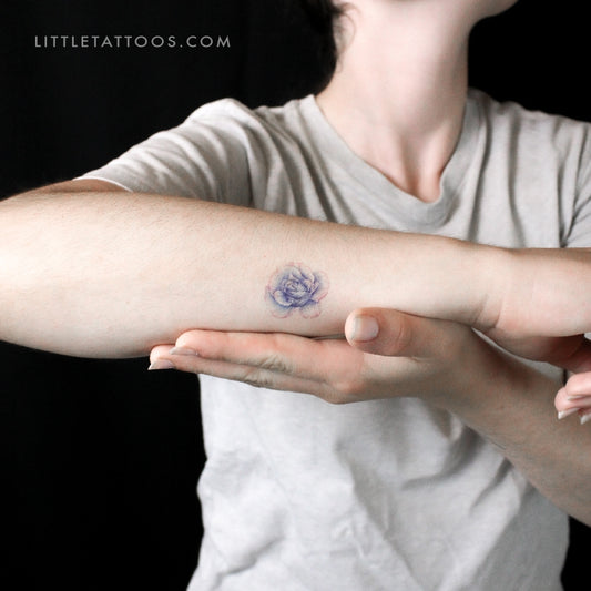 Blue Rose Head Temporary Tattoo by Mini Lau - Set of 3