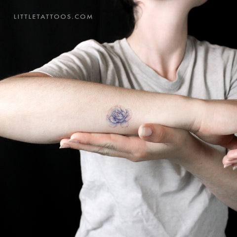 Blue Rose Head Temporary Tattoo by Mini Lau - Set of 3