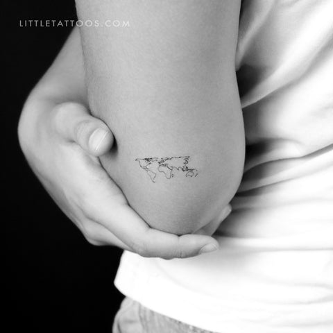 Small World Map Temporary Tattoo - Set of 3