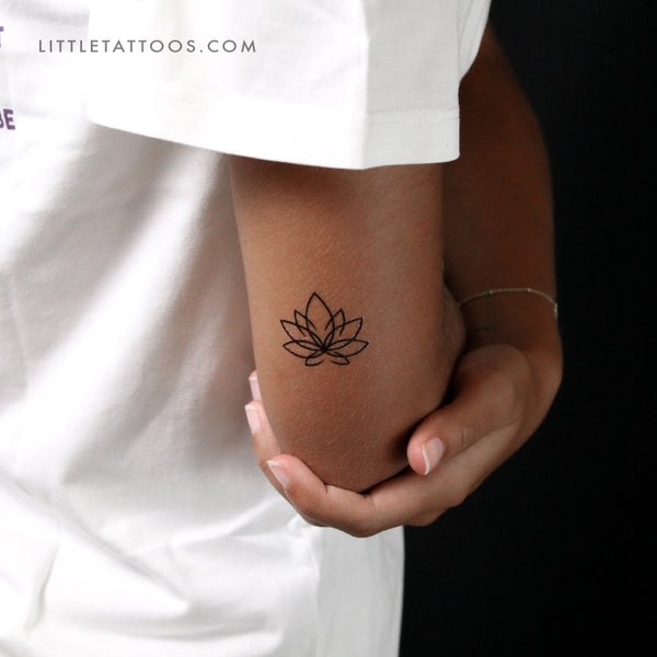 Minimalist Lotus Flower Temporary Tattoo - Set of 3