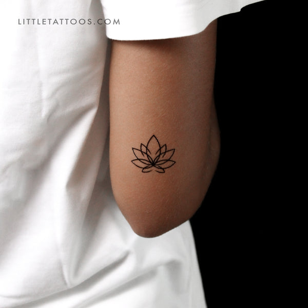 Minimalist Lotus Flower Temporary Tattoo - Set of 3