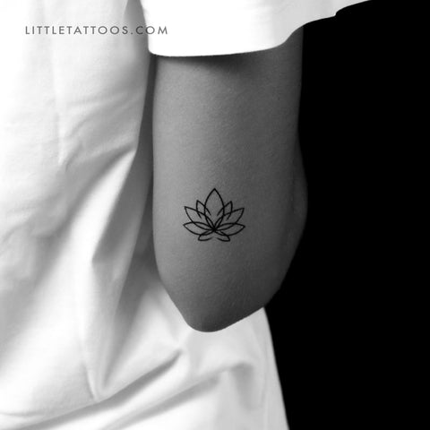 Minimalist Lotus Flower Temporary Tattoo - Set of 3