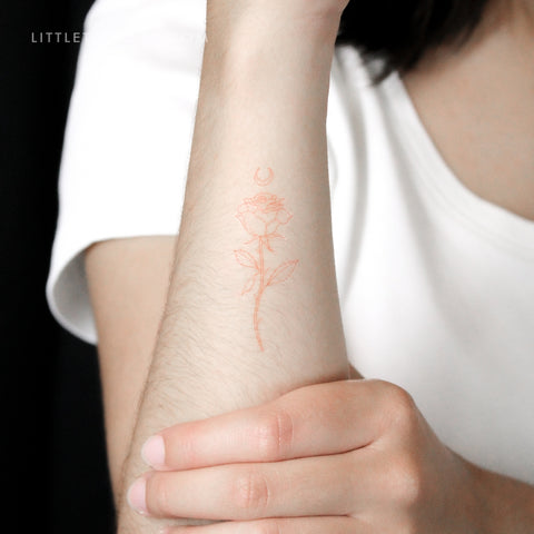 Moon Rose [Red] by Jakenowicz Temporary Tattoo - Set of 3