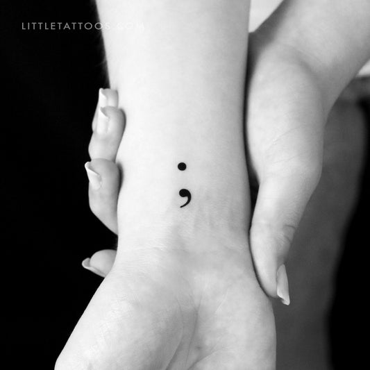 Tatuaje temporal de punto y coma - Juego de 3