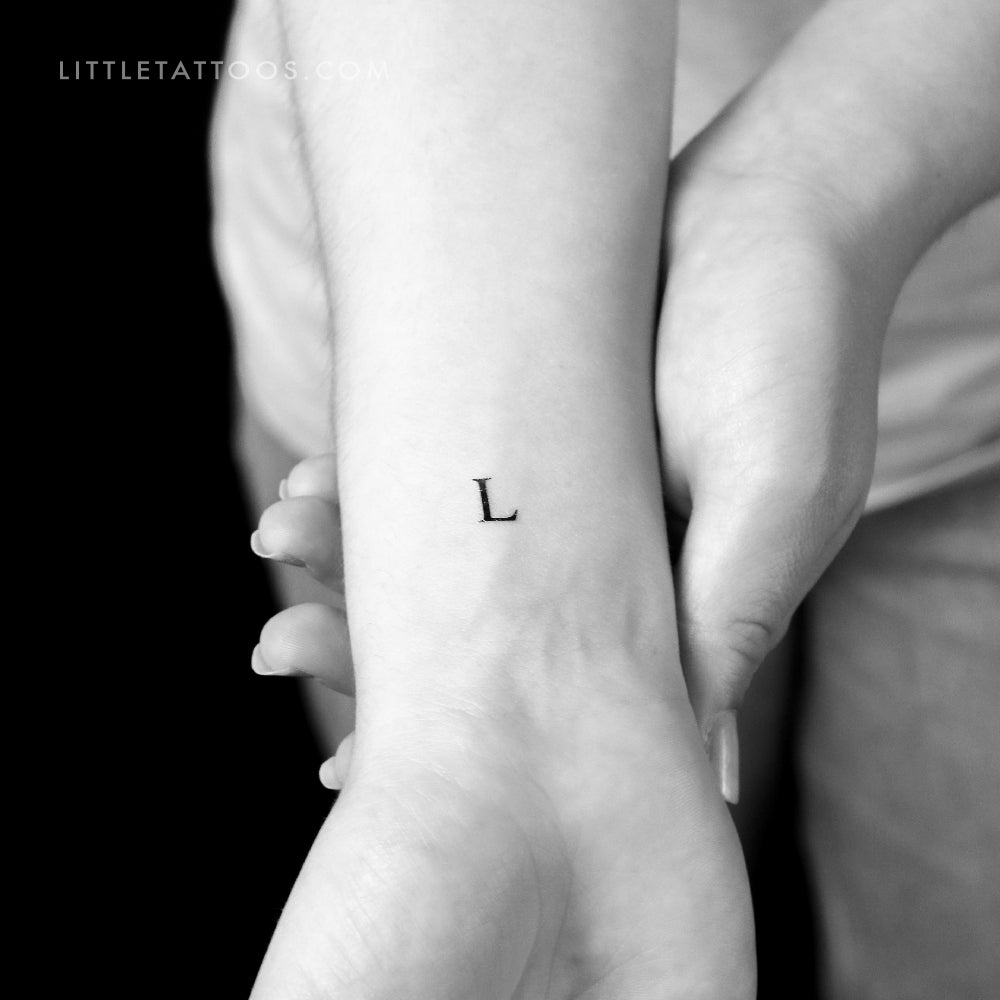 L Uppercase Serif Letter Temporary Tattoo - Set of 3