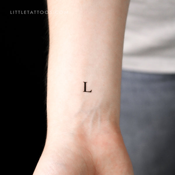 L Uppercase Serif Letter Temporary Tattoo - Set of 3
