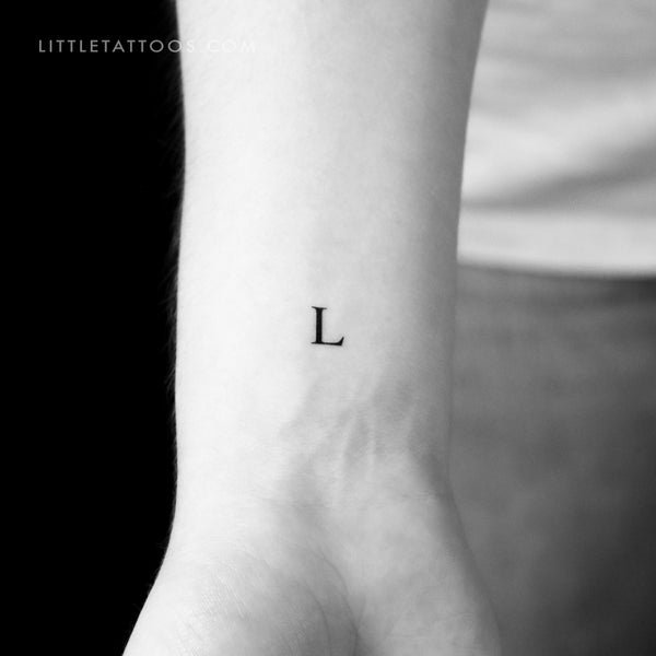 L Uppercase Serif Letter Temporary Tattoo - Set of 3