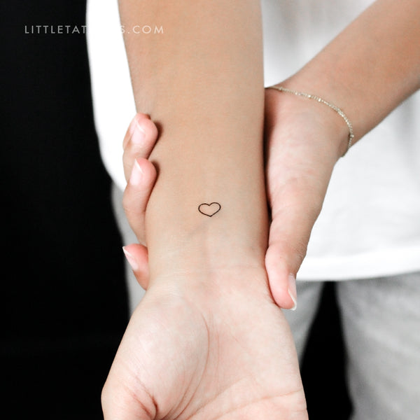 Tiny Heart Outline Temporary Tattoo - Set of 3